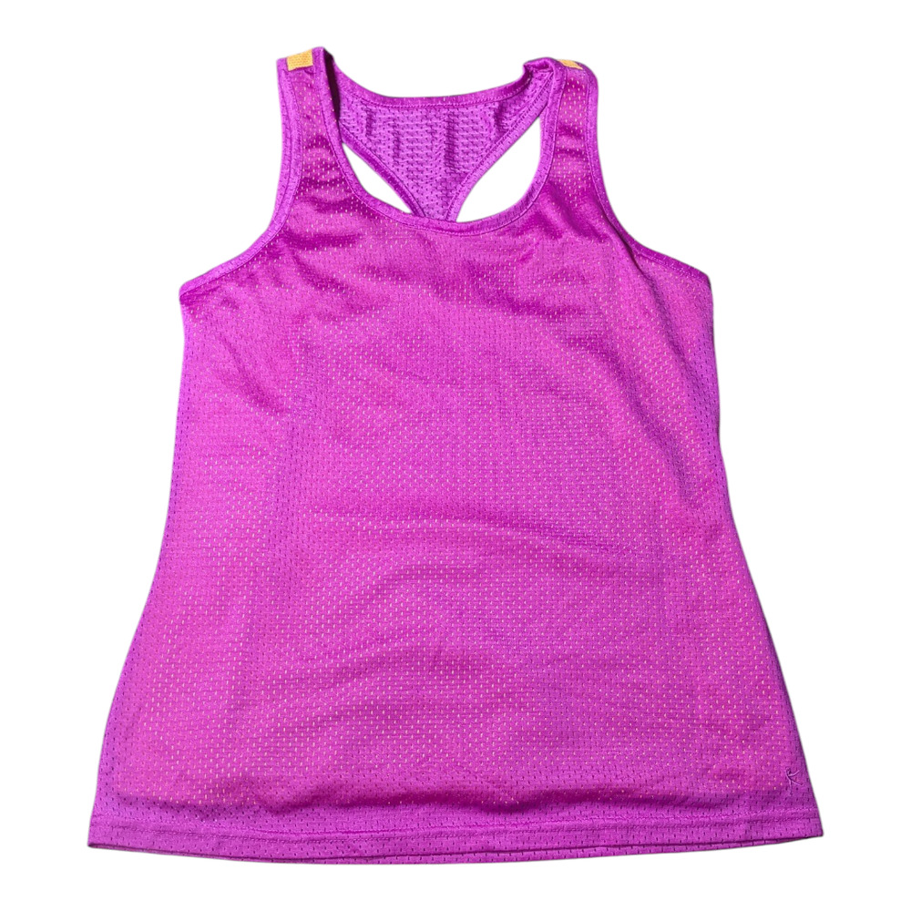 Danskin Shirt- Fuchsia Orange Tank Top Double Layer Perforated Women's Clothing
